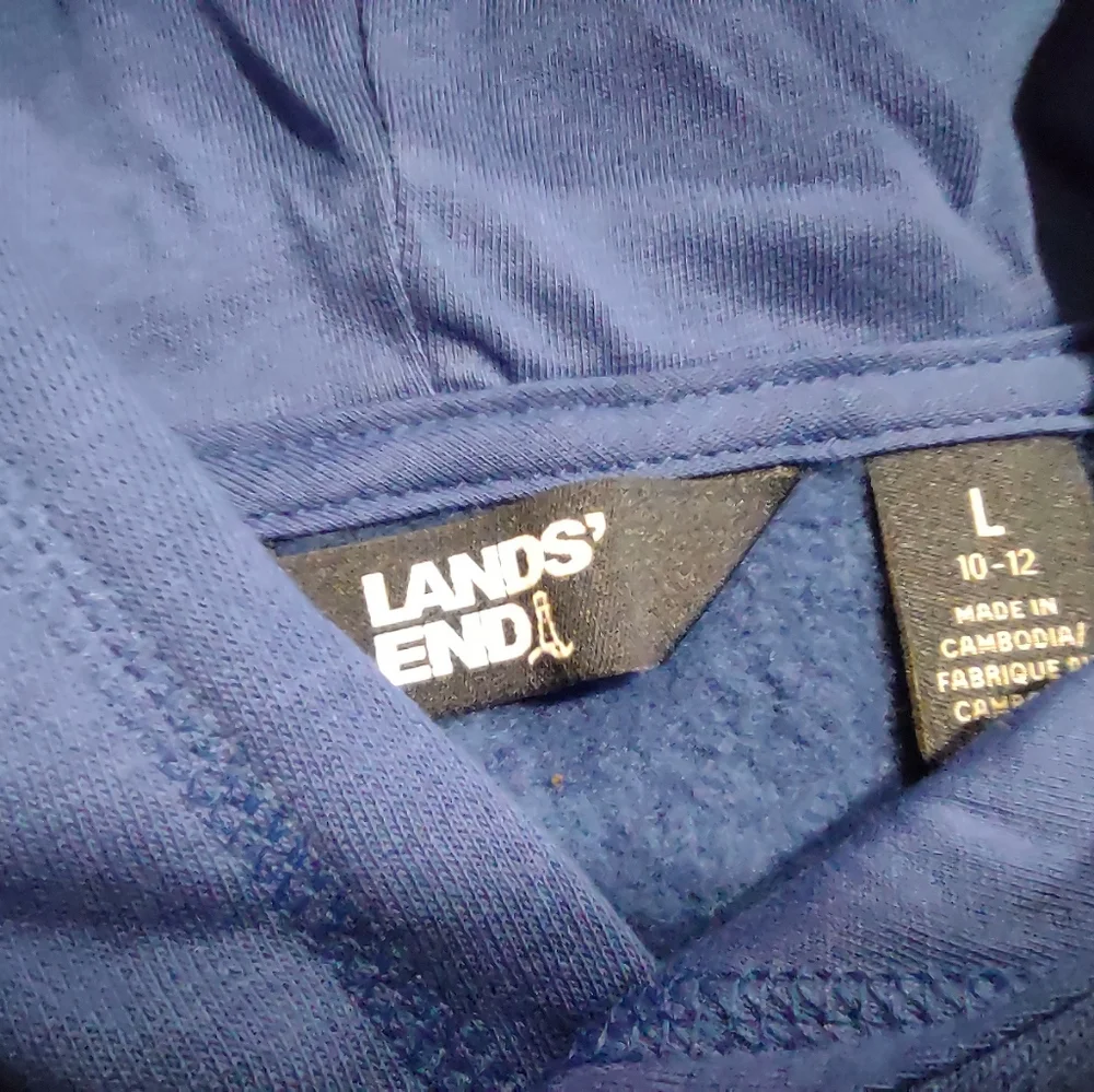 Lands End Kids Hooded Pullover Sweatshirt 10/12 - Picture 3 of 3